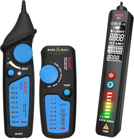 Bside Network Cable Tester RJ45 RJ11 Wire Tracker Telephone Line Tester LAN TV Electric Line Finder Toner Network Cable Collation Continuity Checker with Flashlight in Kuwait
