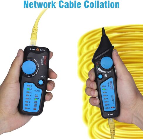 Bside Network Cable Tester RJ45 RJ11 Wire Tracker Telephone Line Tester LAN TV Electric Line Finder Toner Network Cable Collation Continuity Checker with Flashlight in Kuwait