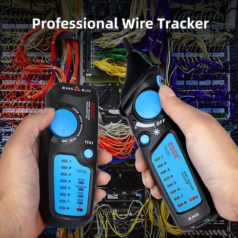 Bside Network Cable Tester RJ45 RJ11 Wire Tracker Telephone Line Tester LAN TV Electric Line Finder Toner Network Cable Collation Continuity Checker with Flashlight in Kuwait