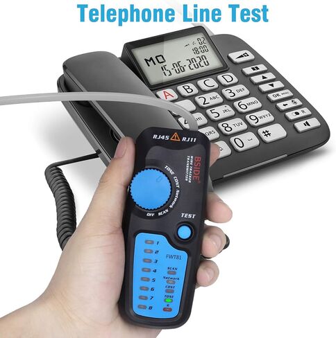 Bside Network Cable Tester RJ45 RJ11 Wire Tracker Telephone Line Tester LAN TV Electric Line Finder Toner Network Cable Collation Continuity Checker with Flashlight in Kuwait