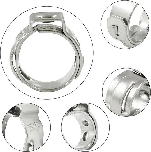 BokWin Hose Pipe Clamp Tools 50 Pcs Stainless Steel Single Ear Hose Clamps 17.8mm-21mm Worm Gear Hose Clamp for Pipe Tube Fuel Lines in Saudi Arabia
