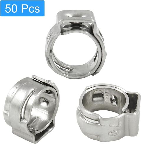 BokWin Hose Pipe Clamp Tools 50 Pcs Stainless Steel Single Ear Hose Clamps 17.8mm-21mm Worm Gear Hose Clamp for Pipe Tube Fuel Lines in Saudi Arabia