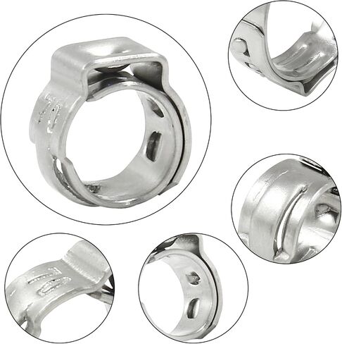 BokWin Hose Pipe Clamp Tools 50 Pcs Stainless Steel Single Ear Hose Clamps 17.8mm-21mm Worm Gear Hose Clamp for Pipe Tube Fuel Lines in Saudi Arabia