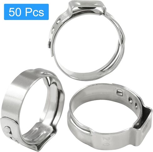 BokWin Hose Pipe Clamp Tools 50 Pcs Stainless Steel Single Ear Hose Clamps 17.8mm-21mm Worm Gear Hose Clamp for Pipe Tube Fuel Lines in Saudi Arabia