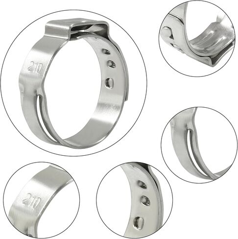 BokWin Hose Pipe Clamp Tools 50 Pcs Stainless Steel Single Ear Hose Clamps 17.8mm-21mm Worm Gear Hose Clamp for Pipe Tube Fuel Lines in Saudi Arabia