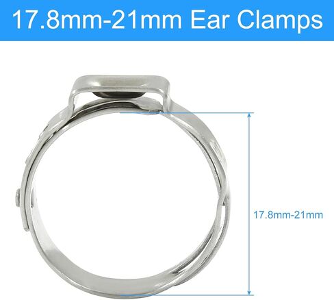 BokWin Hose Pipe Clamp Tools 50 Pcs Stainless Steel Single Ear Hose Clamps 17.8mm-21mm Worm Gear Hose Clamp for Pipe Tube Fuel Lines in Saudi Arabia