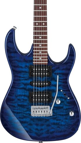 Ibanez GRX 6 String Solid-Body Electric Guitar, Left, Transparent Blue Burst, Full (GRX70QALTBB) in Saudi Arabia