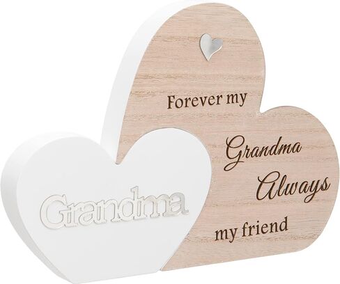 لوحة هدية على شكل قلب مزدوج من ماتوري - للجدة، 9 بوصة × 6.3 بوصة × 0.8 بوصة، بني in Kuwait