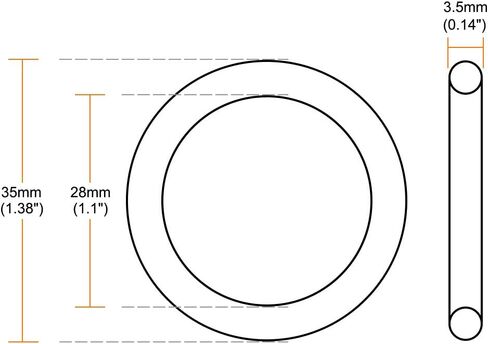 uxcell Fluorine Rubber O-Rings, 35mm OD 28mm ID 3.5mm Width FKM Seal Gasket for Machinery Plumbing, Green, Pack of 10 in Saudi Arabia