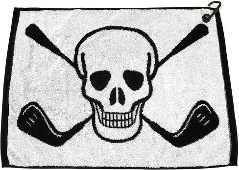 منشفة الجولف NorthPointe Skull and Crossbones لحقيبة الجولف مع حلقة معدنية ومشبك حلقة تسلق - قطن ناعم منسوج لطيف ذو وجهين 16 × 22 in Kuwait