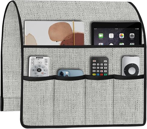 Joywell حامل جهاز التحكم عن بعد للأريكة ومسند الذراعين وحامل كرسي الذراع، وغطاء كرسي بذراعين سميك من الكتان للأريكة مع 6 جيوب للمجلة والكمبيوتر اللوحي والهاتف والآيباد، رمادي فاتح in Kuwait