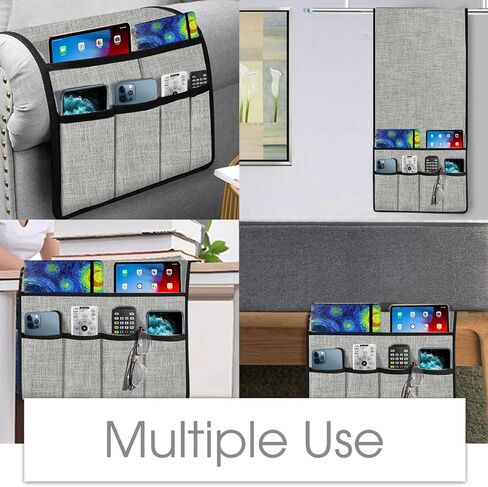 Joywell حامل جهاز التحكم عن بعد للأريكة ومسند الذراعين وحامل كرسي الذراع، وغطاء كرسي بذراعين سميك من الكتان للأريكة مع 6 جيوب للمجلة والكمبيوتر اللوحي والهاتف والآيباد، رمادي فاتح in Kuwait