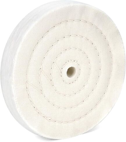 QWORK 6-Inch Buffing Wheel with 1/2 Inch Arbor Hole - 70 Ply Thick Cotton Polishing Pad for Bench Grinders - Fine Cotton Sewn Polishing Wheel for Polishing Wood, Metal, and Stone, 4 Pack in Saudi Arabia