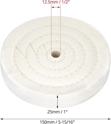 QWORK 6-Inch Buffing Wheel with 1/2 Inch Arbor Hole - 70 Ply Thick Cotton Polishing Pad for Bench Grinders - Fine Cotton Sewn Polishing Wheel for Polishing Wood, Metal, and Stone, 4 Pack in Saudi Arabia