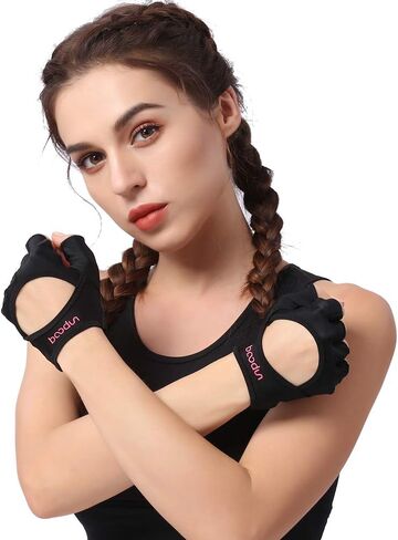 Anser 7150282 Woman Half Finger Girl Short Fingerless Gloves for Indoor Yoga Gym Fitness Body Building Training in Saudi Arabia