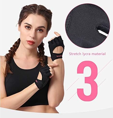 Anser 7150282 Woman Half Finger Girl Short Fingerless Gloves for Indoor Yoga Gym Fitness Body Building Training in Saudi Arabia