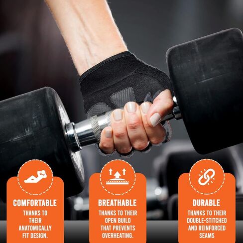 قفازات تمرين رفع الأثقال جيدة التهوية 2.0 من Fit Active Sports مع أغطية للمعصم - مقابض تمرين رفع الأثقال للرجال والنساء - راحة اليد المحسنة الجديدة in Kuwait