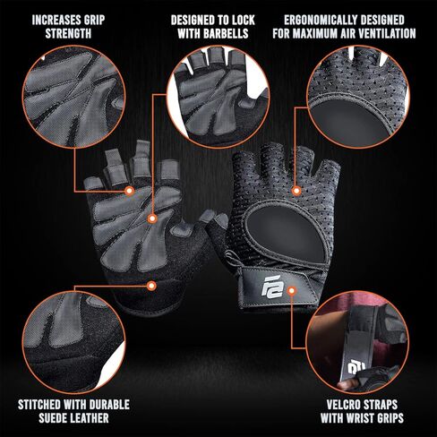 قفازات تمرين رفع الأثقال جيدة التهوية 2.0 من Fit Active Sports مع أغطية للمعصم - مقابض تمرين رفع الأثقال للرجال والنساء - راحة اليد المحسنة الجديدة in Kuwait