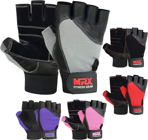MRX Weight Lifting Gloves Gym Training Bodybuilding Fitness Powerlifting Workout Weightlifting Gloves Genuine Leather for Men & Women in Saudi Arabia