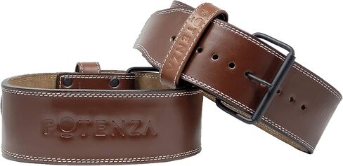 Potenza Fitness Classic Powerlifting Belt | 4 inch | 10 mm | Powerlifting, Strongman, Bodybuilding | Genuine Leather | Single Prong | Back Support in Saudi Arabia