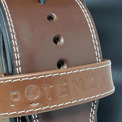 Potenza Fitness Classic Powerlifting Belt | 4 inch | 10 mm | Powerlifting, Strongman, Bodybuilding | Genuine Leather | Single Prong | Back Support in Saudi Arabia