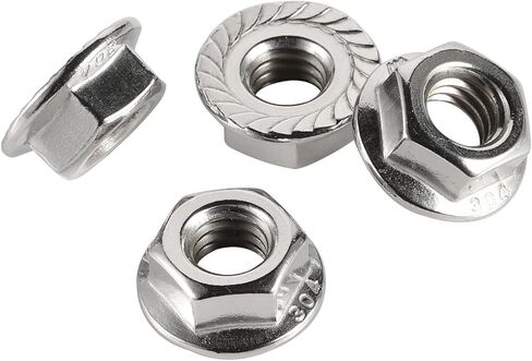 M6 x 1 Flange Nuts Pack of 25. Metric Size Stainless Steel Nuts 304 Hardware Nuts. Full thread Cutting nuts. Bright Finish Flange Nuts. Fastener Tool. in Saudi Arabia