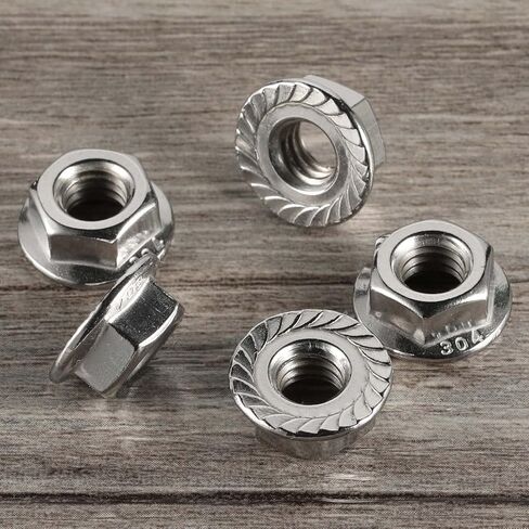 M6 x 1 Flange Nuts Pack of 25. Metric Size Stainless Steel Nuts 304 Hardware Nuts. Full thread Cutting nuts. Bright Finish Flange Nuts. Fastener Tool. in Saudi Arabia