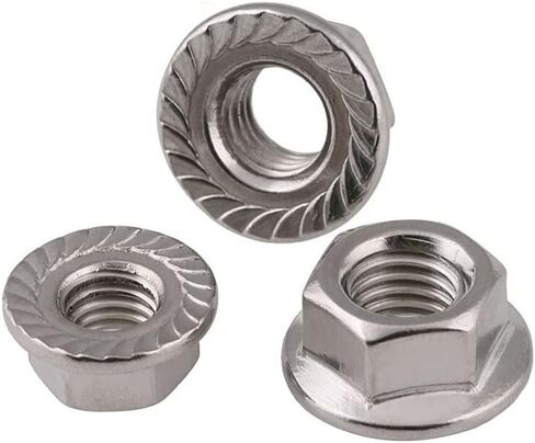 M6 x 1 Flange Nuts Pack of 25. Metric Size Stainless Steel Nuts 304 Hardware Nuts. Full thread Cutting nuts. Bright Finish Flange Nuts. Fastener Tool. in Saudi Arabia