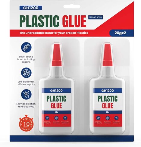 20g x 2 pack Plastic Glue Heavy Duty, Super Glue for Plastic - Fast setting Plastic Adhesive for Bonding Toys, Crafts, DIY & more, Crystal Clear & No stain Glue for Plastic in Saudi Arabia