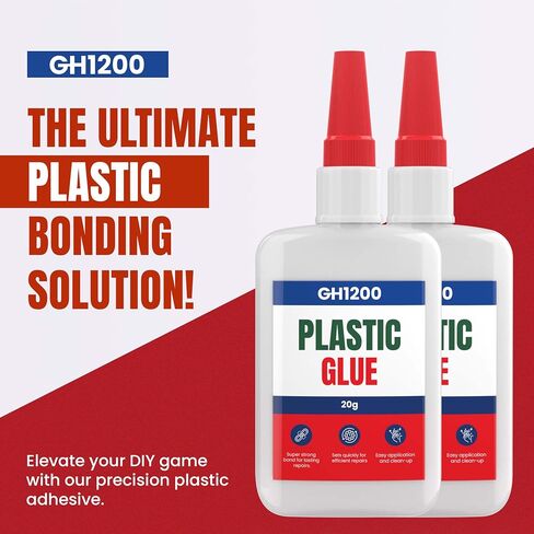 20g x 2 pack Plastic Glue Heavy Duty, Super Glue for Plastic - Fast setting Plastic Adhesive for Bonding Toys, Crafts, DIY & more, Crystal Clear & No stain Glue for Plastic in Saudi Arabia