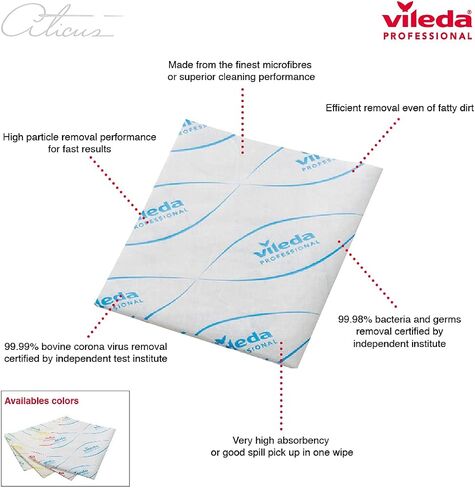 Vileda Professional - قطعة قماش من الألياف الدقيقة للاستخدام مرة واحدة من ميكرون سولو باللون الأصفر، تنظف الأسطح المتسخة، وتزيل الشحوم والأوساخ الدهنية، عملية ومتعددة الاستخدامات in Saudi Arabia