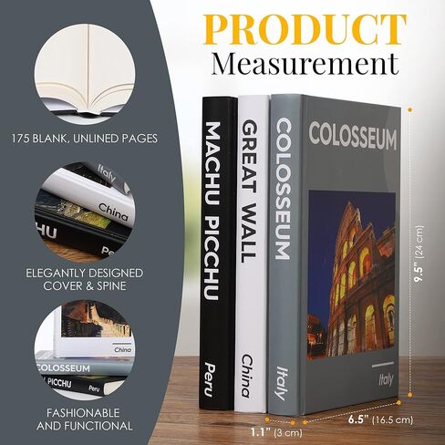 Houseables Decorative Books, Coffee Table Decor Books, Faux Books for Decoration, Set of 3, White | Black | Gray, Hardcover Fake Books, Console Table Decor, Tv Stand Decor, Stacked Books Decor in Saudi Arabia
