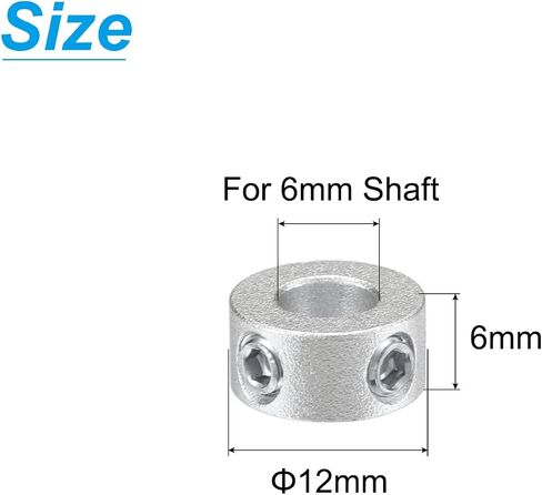 uxcell Set Screw Shaft Collar for 6mm Shaft, 2pcs Clamping Collars 12mm OD, 6mm Thickness, Aluminum Alloy Clamp-On Collar with M4 Set Screws and a Wrench in Saudi Arabia