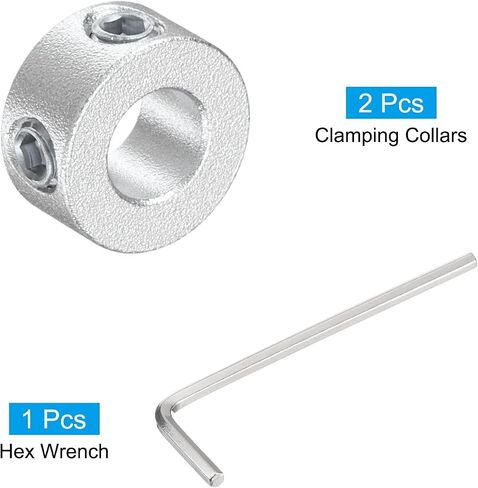 uxcell Set Screw Shaft Collar for 6mm Shaft, 2pcs Clamping Collars 12mm OD, 6mm Thickness, Aluminum Alloy Clamp-On Collar with M4 Set Screws and a Wrench in Saudi Arabia