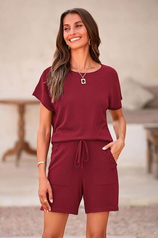 PRETTYGARDEN Two Piece Set 2024 Summer Lounge Tracksuit Outfits Shorts And Short Sleeve Tops Knitted Clothes in Saudi Arabia