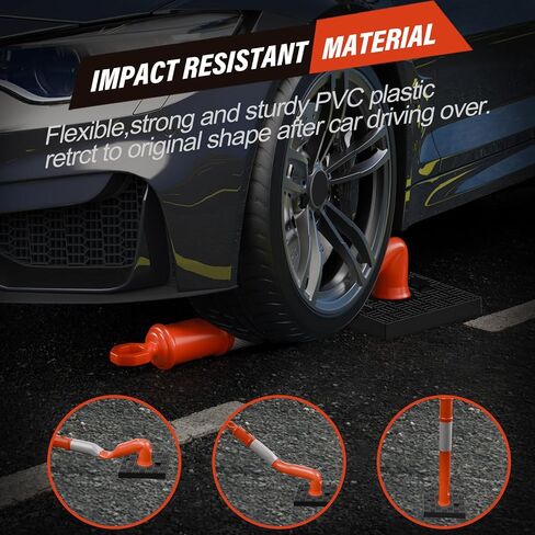 45 Inch Delineator Post with Base, Portable Orange Traffic Delineator Posts Cones with Reflective Collars for Parking Lots, Road Safety, Construction Events (3 Pack) in Saudi Arabia
