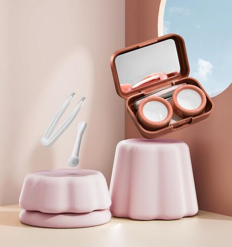 4PCS Contact Lens Case, Contact Lens Case Kit with Insert Mirror Lightweight, Compact, Portable Travel Contact Lens Box Set for Daily Outdoor in Kuwait