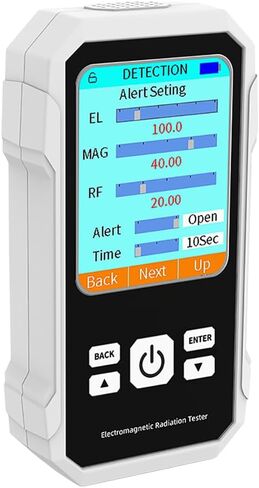 كاشف EMF: جهاز قياس EMF محمول 3 في 1 للمنزل والمكتب وصيد الأشباح - يكتشف إشارات EF وRF وMF وWiFi (أبيض) in Kuwait