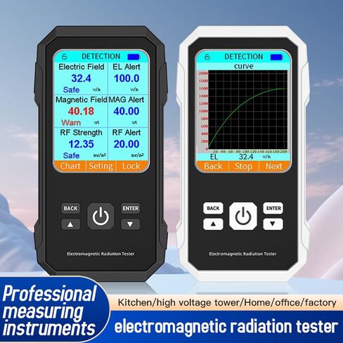 كاشف EMF: جهاز قياس EMF محمول 3 في 1 للمنزل والمكتب وصيد الأشباح - يكتشف إشارات EF وRF وMF وWiFi (أبيض) in Kuwait