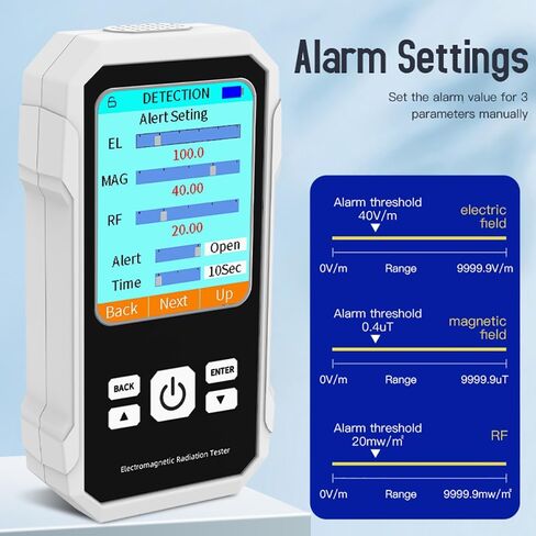 كاشف EMF: جهاز قياس EMF محمول 3 في 1 للمنزل والمكتب وصيد الأشباح - يكتشف إشارات EF وRF وMF وWiFi (أبيض) in Kuwait