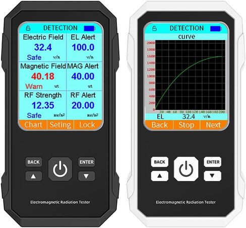 كاشف EMF: جهاز قياس EMF محمول 3 في 1 للمنزل والمكتب وصيد الأشباح - يكتشف إشارات EF وRF وMF وWiFi (أبيض) in Kuwait