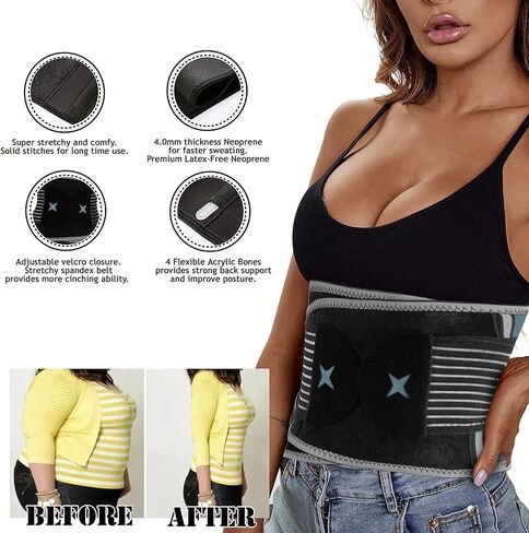 Finlin Women's Waist Trainer Slimmer Waist Trimmer Back Support Belt Weight Loss Exercise Fitness Enhance Sweating Effect in Saudi Arabia