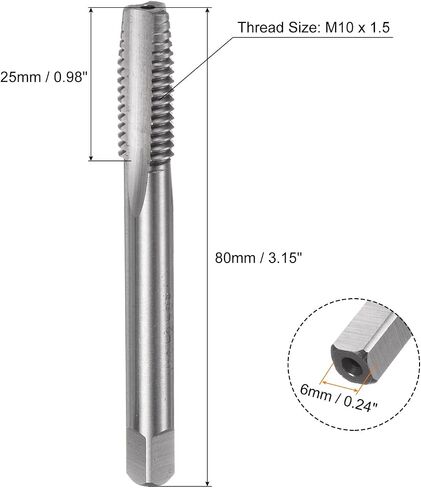 uxcell 3pcs Metric Hand Tap Set, M8 x 1.25 Taper/Plug/Bottom Thread Screw Taps, High Speed Steel Hand Threading Tapping Tool Kit in Saudi Arabia