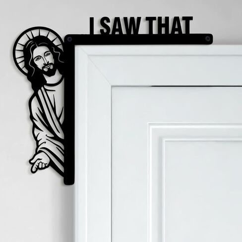 Blulu Creative Door Corner Decor 7.9 x 8.5 Inch I Saw That Door Frame Metal Easter Door Sitter Bless This Home Window Decor for Home Door Cabinet Frame Corner Decoration Supplies in Saudi Arabia