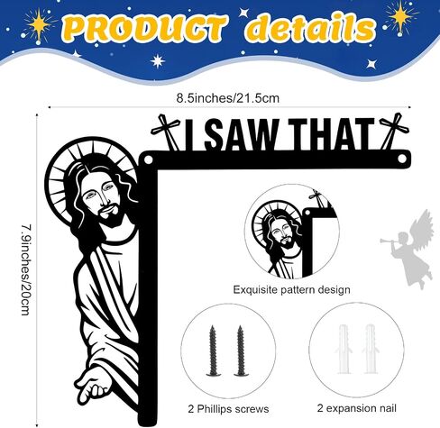 Blulu Creative Door Corner Decor 7.9 x 8.5 Inch I Saw That Door Frame Metal Easter Door Sitter Bless This Home Window Decor for Home Door Cabinet Frame Corner Decoration Supplies in Saudi Arabia