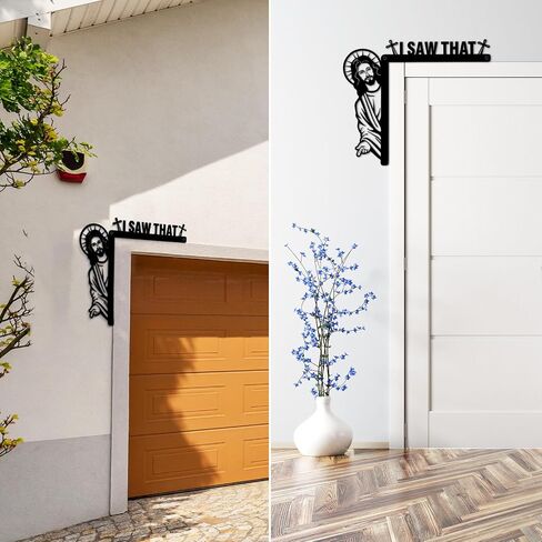 Blulu Creative Door Corner Decor 7.9 x 8.5 Inch I Saw That Door Frame Metal Easter Door Sitter Bless This Home Window Decor for Home Door Cabinet Frame Corner Decoration Supplies in Saudi Arabia