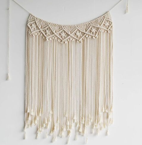 Flber Macrame للتعليق على الحائط بوهو الزفاف شماعة مصنوعة يدويًا من القطن لتزيين جدران المنزل، 42 بوصة × 35 بوصة in Saudi Arabia