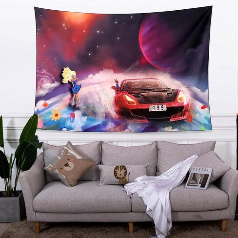 ملصق جمالي مضحك من نسيج Trippy Red Car Singer معلق على الحائط لديكور غرفة المعيشة in Kuwait