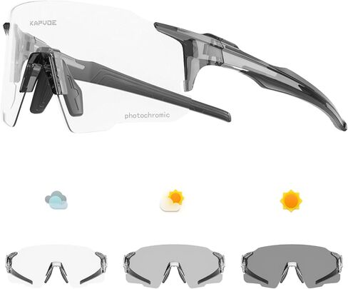 KAPVOE Photochromic Cycling Glasses Sports Sunglasses Clear UV400 Protection Women Men Bike Goggles Running MTB BMX in Saudi Arabia