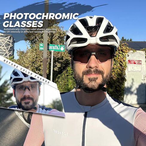 KAPVOE Photochromic Cycling Glasses Sports Sunglasses Clear UV400 Protection Women Men Bike Goggles Running MTB BMX in Saudi Arabia